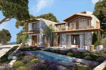 Tam Deniz ve Marina Manzaralı Lüks Yalıkavak Taş Villaları